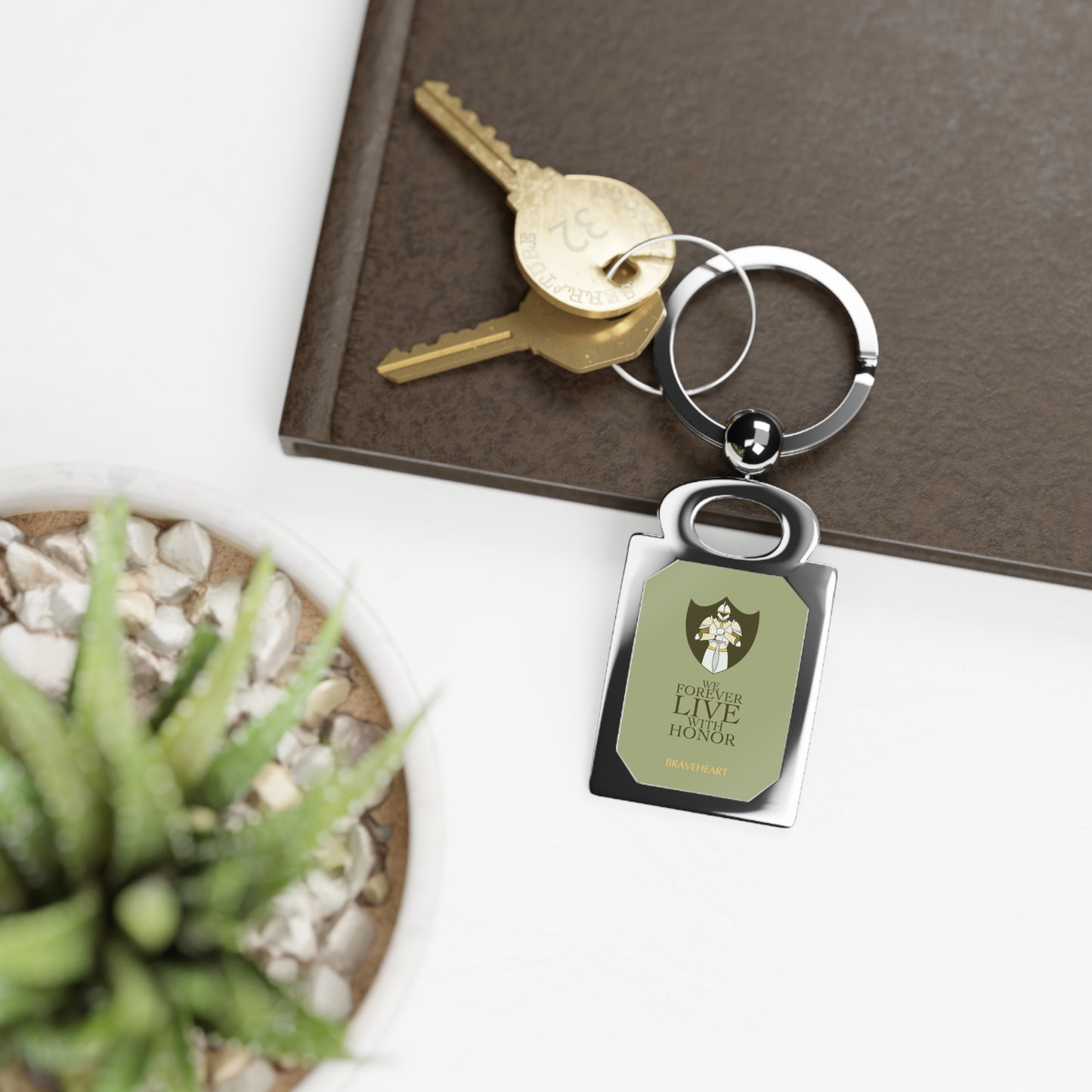 White Knight Rectangle Photo Keyring (Customizable)