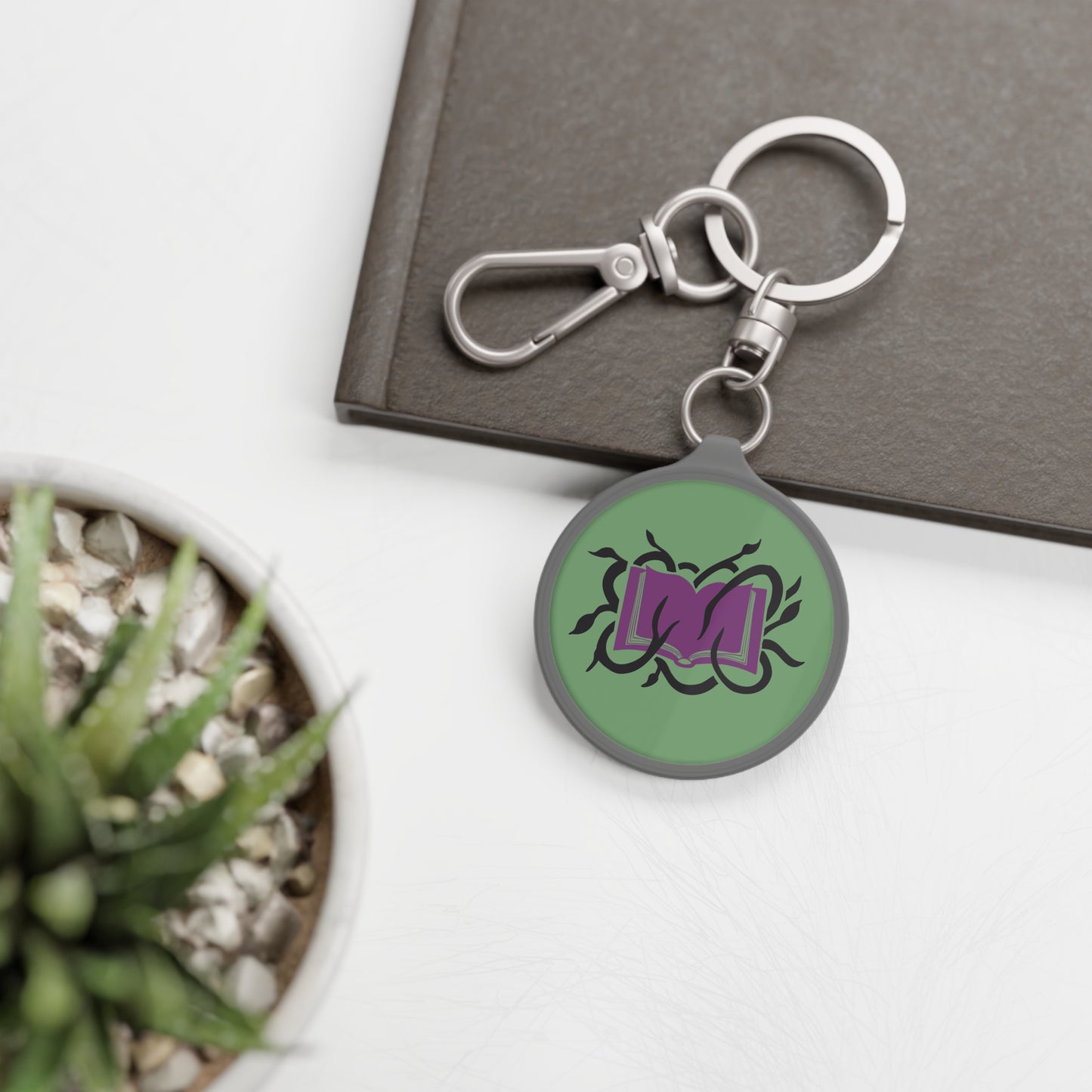 Book with Vines Keyring Tag (Customizable)