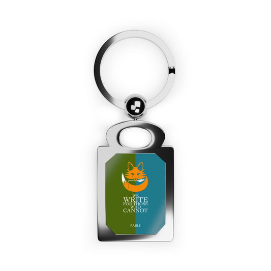 Fox with Quill Rectangle Photo Keyring (Customizable)