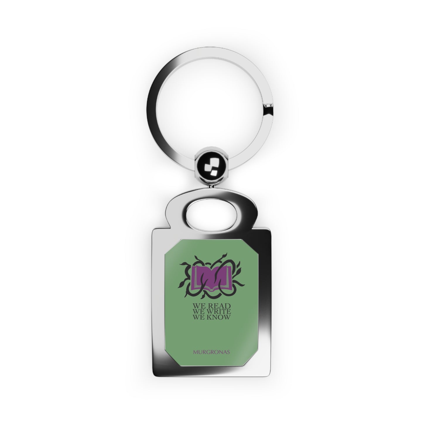 Book with Vines Rectangle Photo Keyring (Customizable)