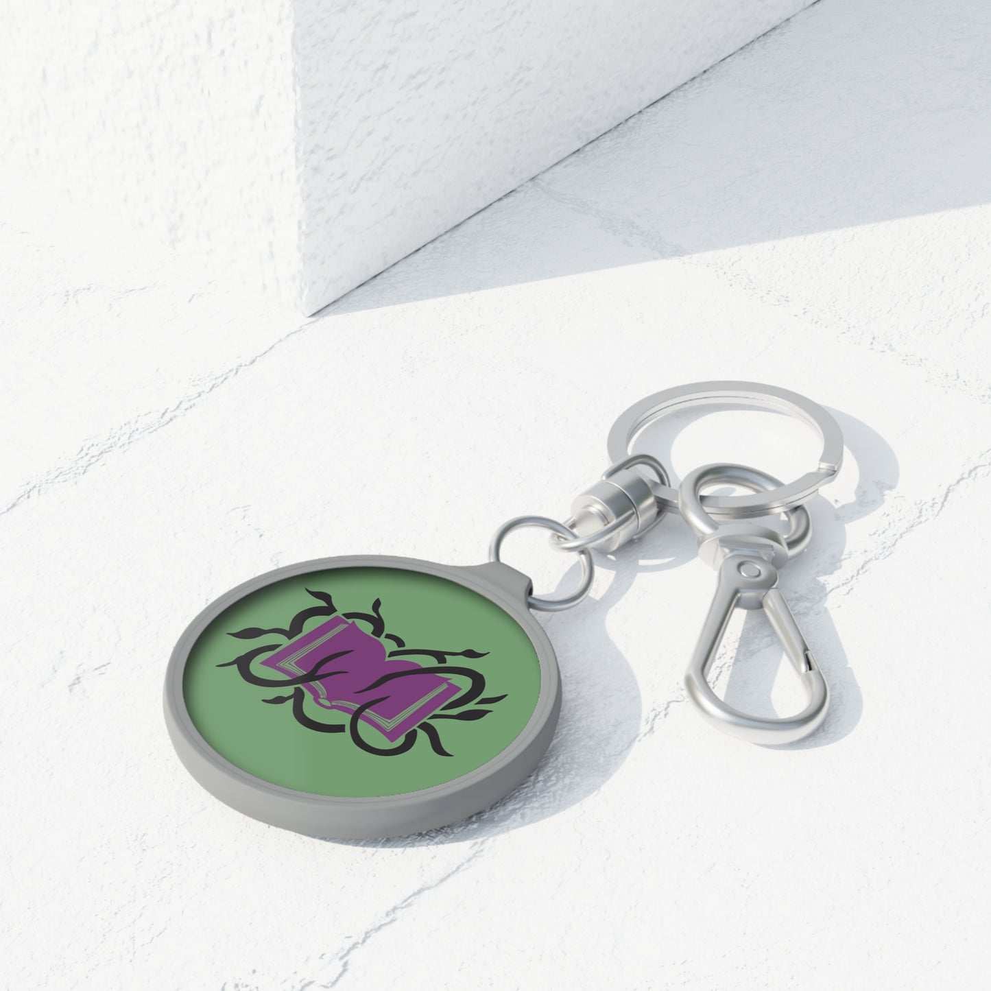 Book with Vines Keyring Tag (Customizable)